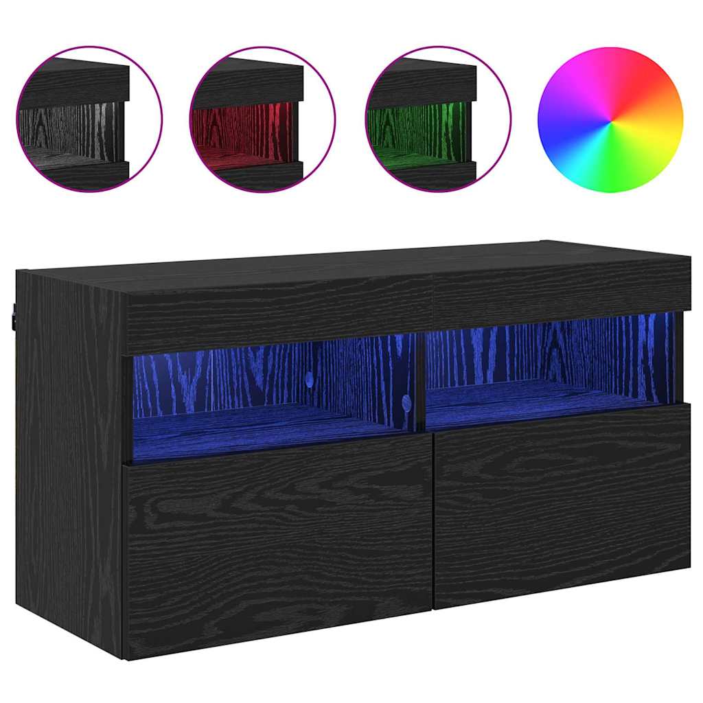 vidaXL Ντουλάπι Τηλεόρασης Τοίχου Επιτοίχιο Μαύρη Οξυά 80 x 30 x 40 εκ