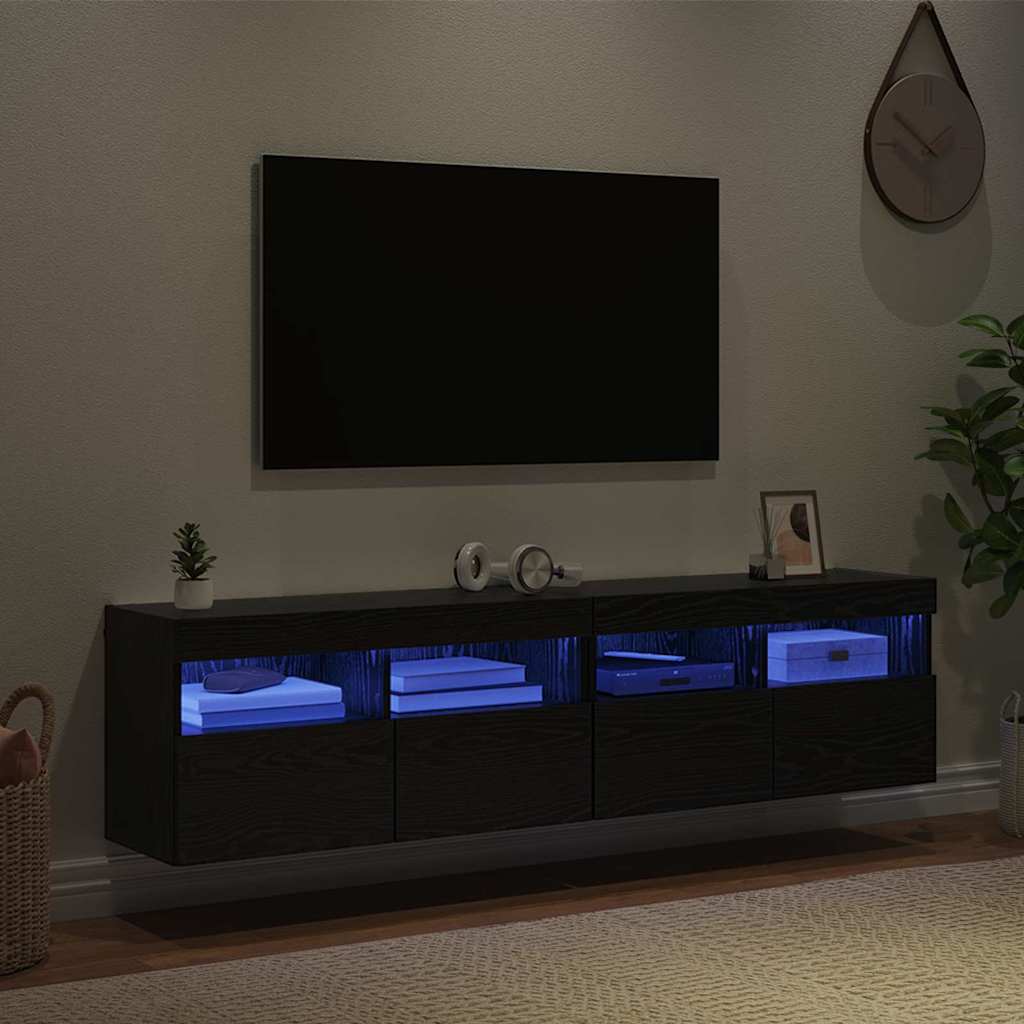 vidaXL Βάσεις τηλεόρασης Επιτοίχιο 2 pcs Μαύρη Οξυά 80 x 30 x 40 εκ