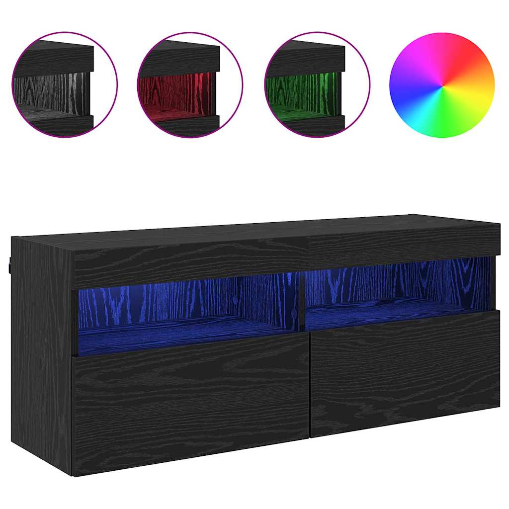 vidaXL Ντουλάπι Τηλεόρασης Τοίχου Μαύρη Οξυά 100 x 30 x 40 εκ