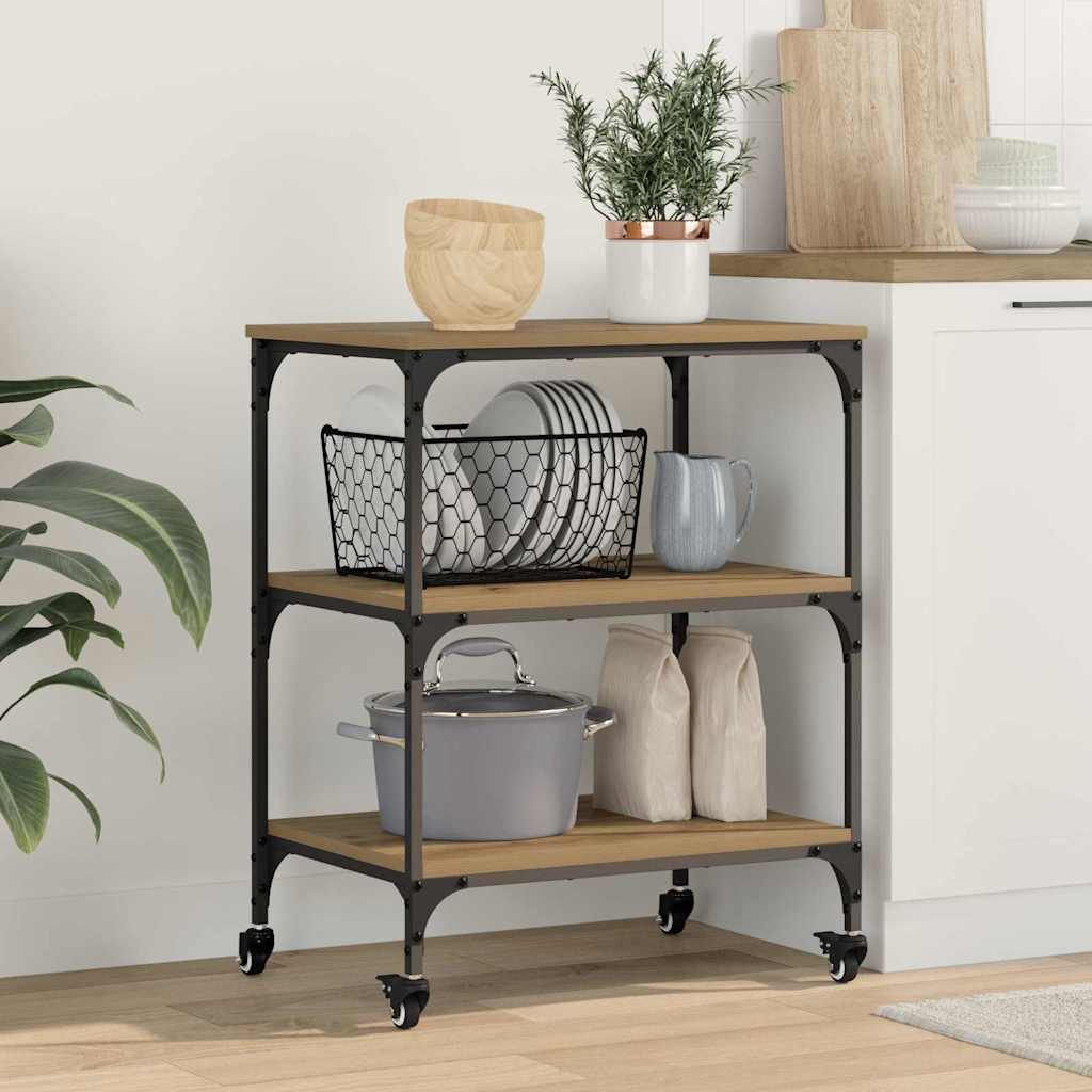 vidaXL Καρότσι Κουζίνας Artisan Oak 60 x 41 x 76 εκ.