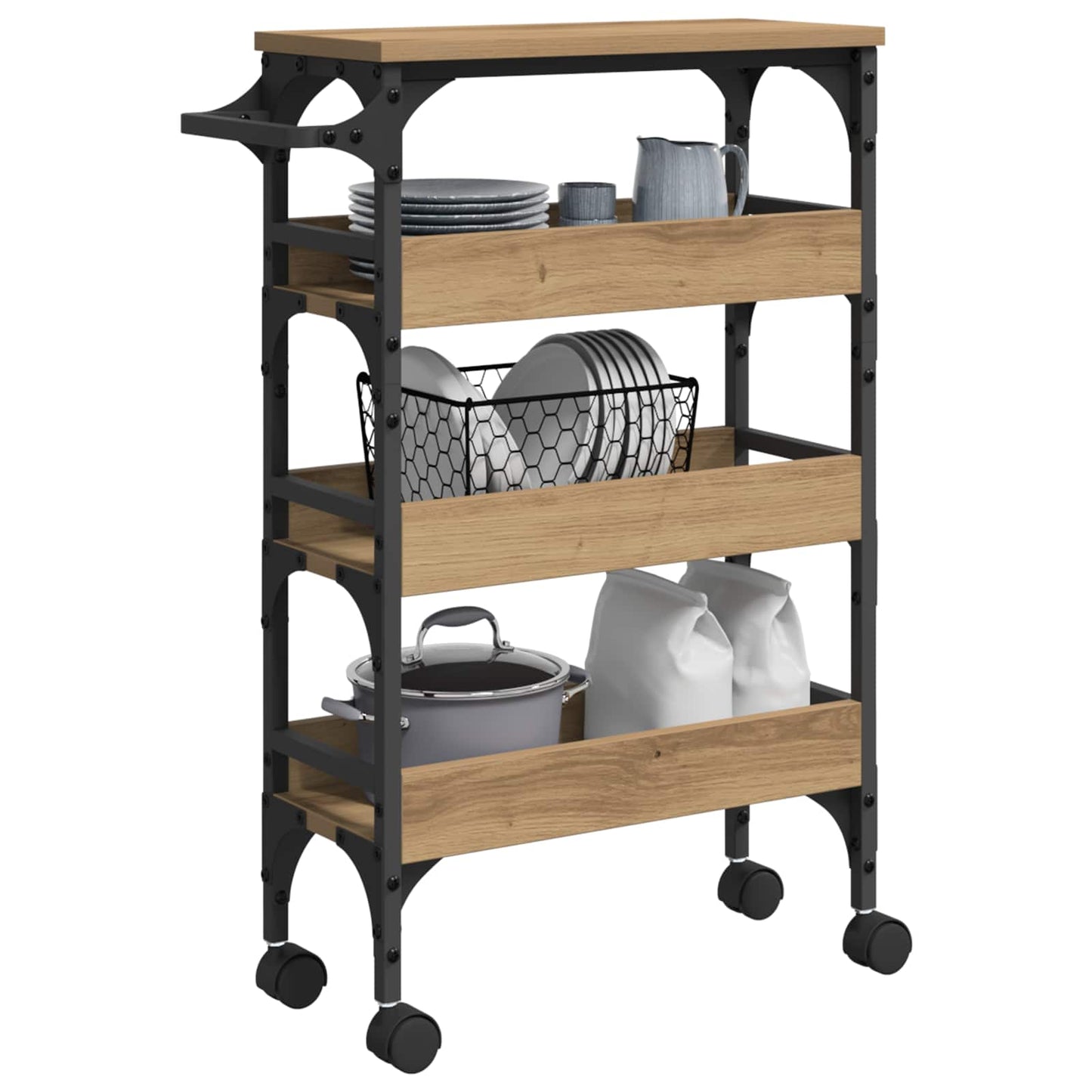 vidaXL Καρότσι Κουζίνας Artisan Oak 53 x 20 x 76 εκ.