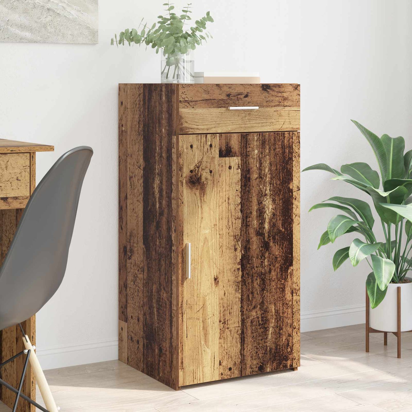 vidaXL Πλαϊνό γραφείο με συρτάρι Παλαιό ξύλο 45 x 42,5 x 93 εκ.