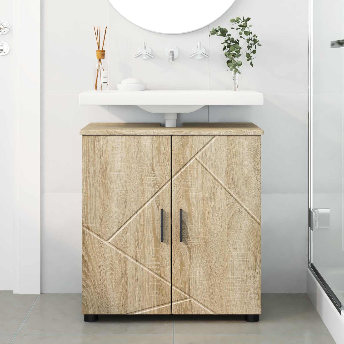 vidaXL Ντουλάπι Μπάνιου με αποθήκευση Δρύς Sonoma 61 x 35 x 64 εκ.