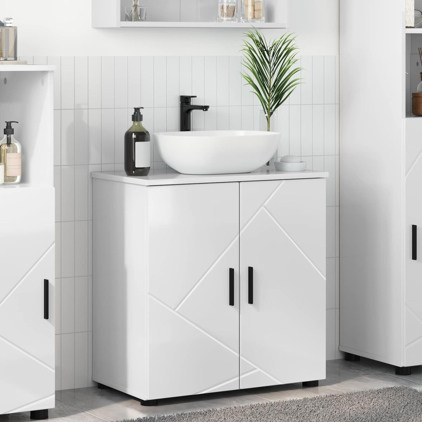 vidaXL Ντουλάπι Μπάνιου Υψηλής γυαλάδας λευκό 61 x 35 x 64 εκ.