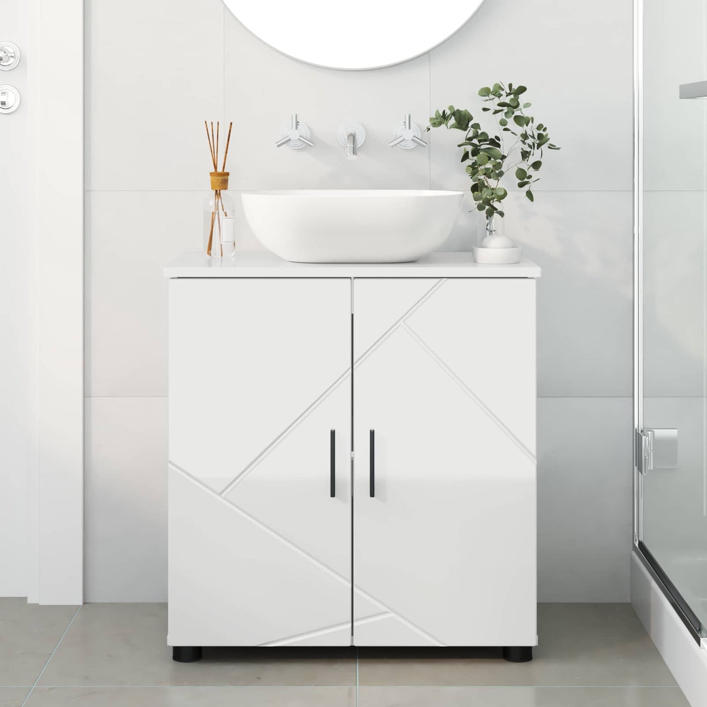 vidaXL Ντουλάπι Μπάνιου Υψηλής γυαλάδας λευκό 61 x 35 x 64 εκ.