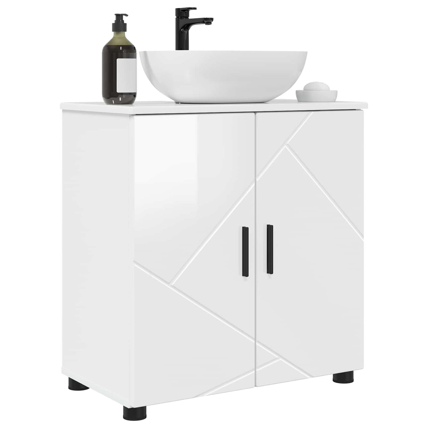 vidaXL Ντουλάπι Μπάνιου Υψηλής γυαλάδας λευκό 61 x 35 x 64 εκ.