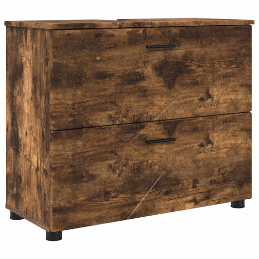 vidaXL Ντουλάπι Μπάνιου Καπνιστό Δρύς 76,5 x 35 x 64 εκ