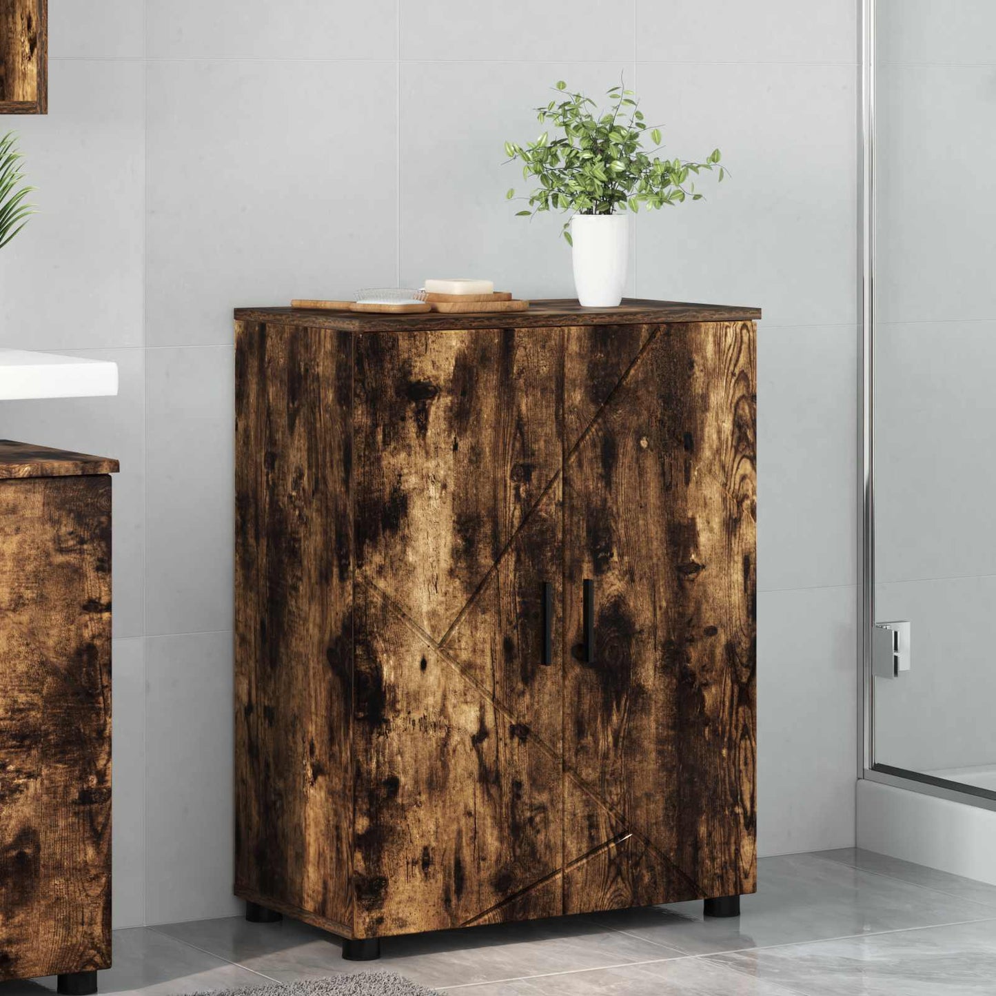 vidaXL Ντουλάπι Μπάνιου Καπνιστό Δρύς 60 x 35 x 80 εκ