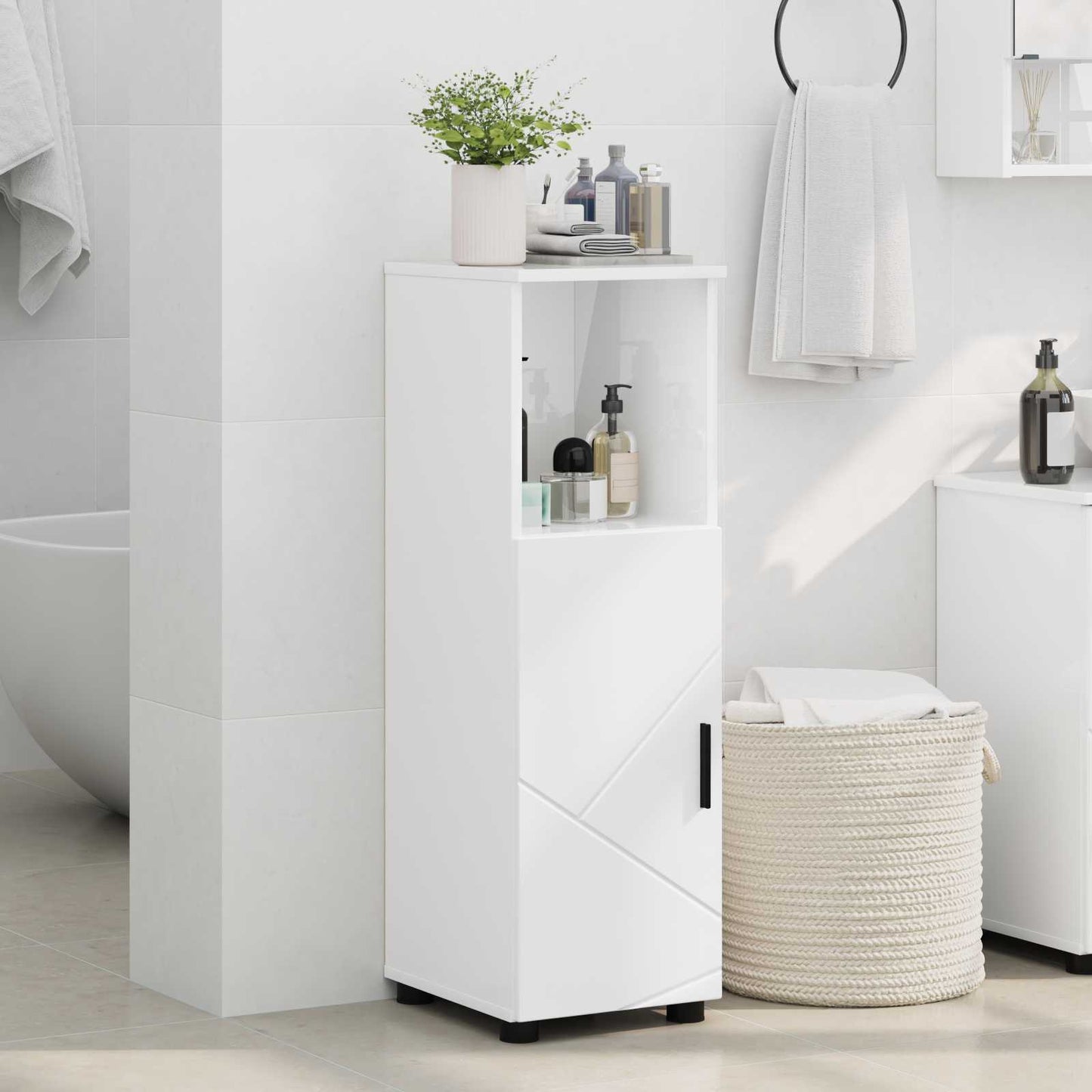 vidaXL Ντουλάπι Μπάνιου Υψηλής γυαλάδας λευκό 30 x 35 x 95 εκ