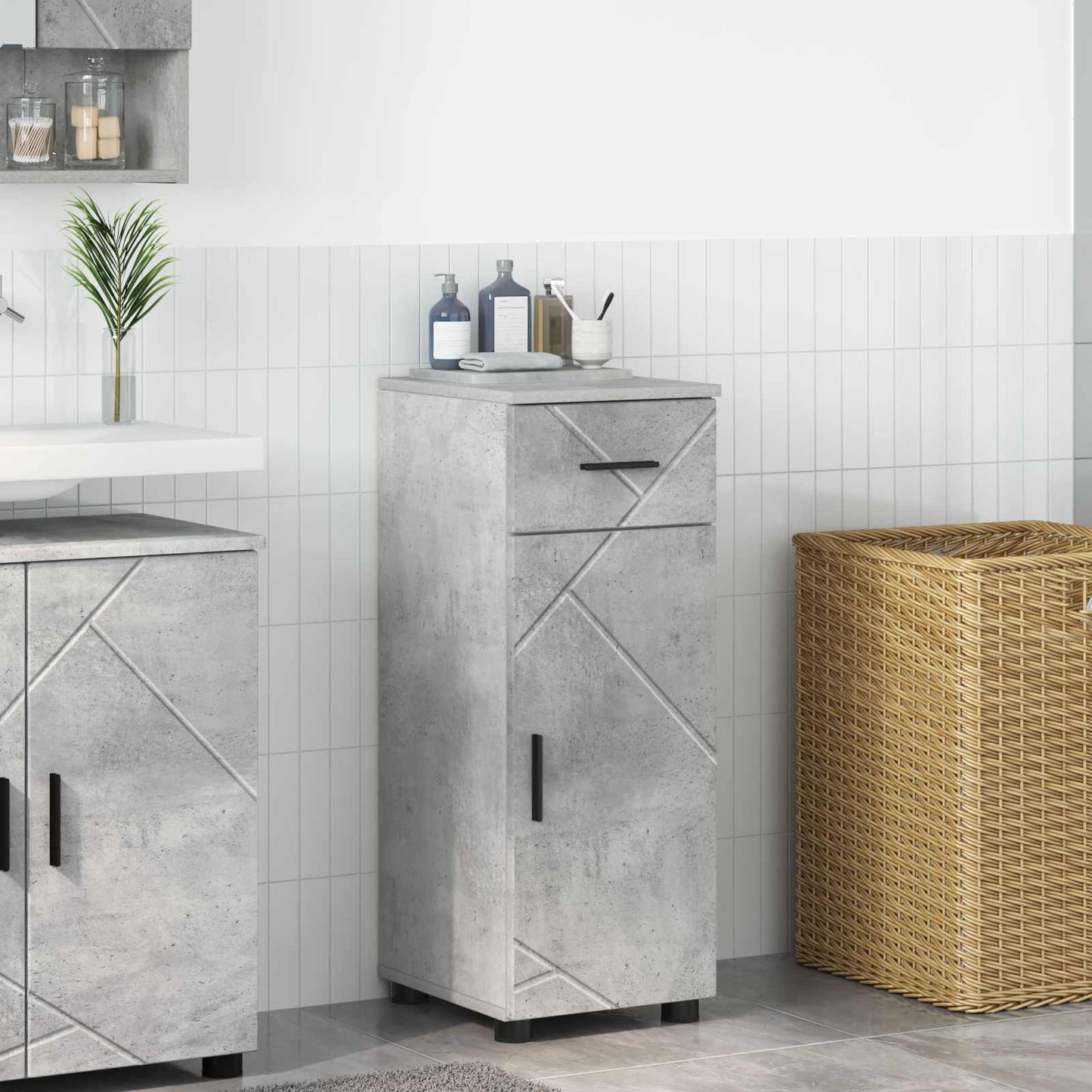 vidaXL Ντουλάπι Μπάνιου Σκυρόδεμα Γκρι 30 x 35 x 80 εκ