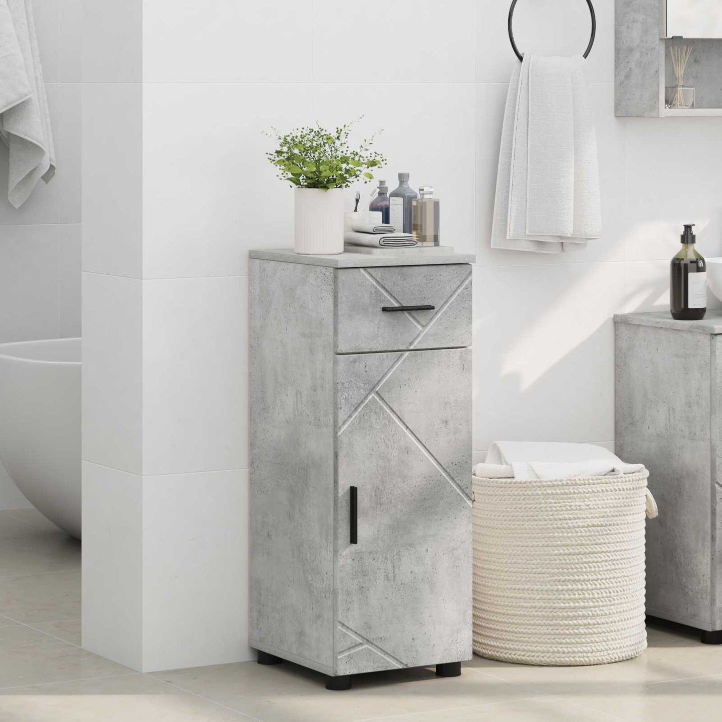 vidaXL Ντουλάπι Μπάνιου Σκυρόδεμα Γκρι 30 x 35 x 80 εκ
