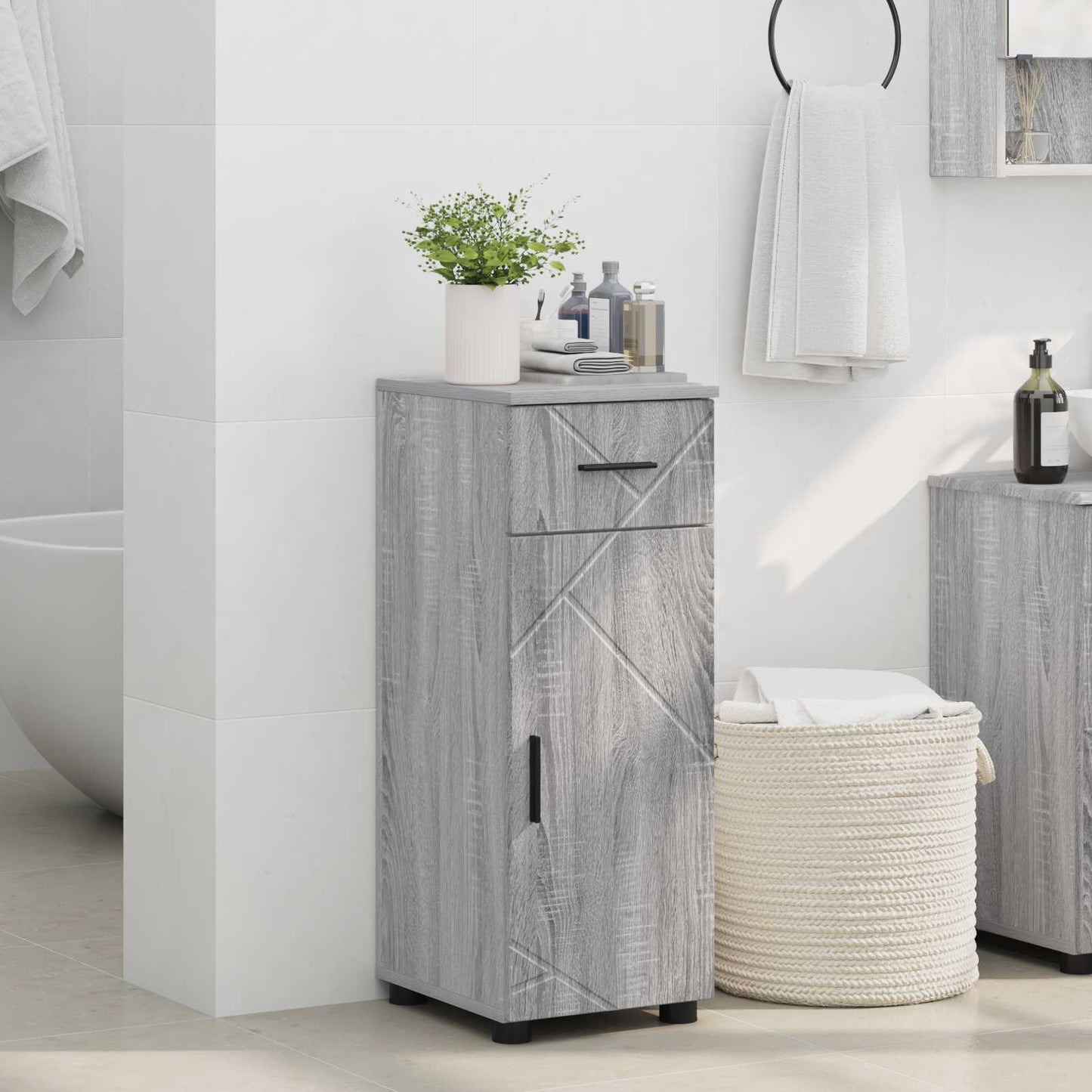 vidaXL Ντουλάπι Μπάνιου Γκρίζο Σονομα 30 x 35 x 80 εκ