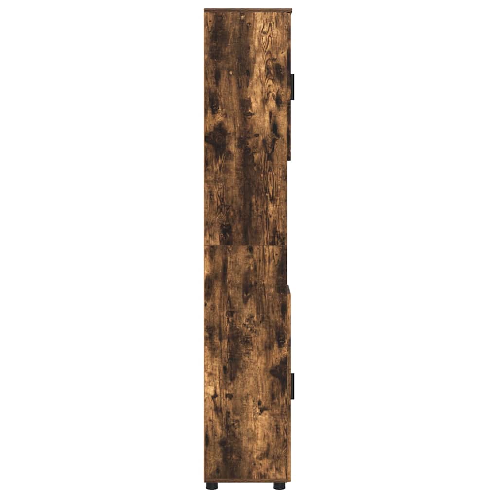 vidaXL Ψηλό ντουλάπι μπάνιου με πόρτα Καπνιστή δρυς 30 x 35 x 192 εκ.