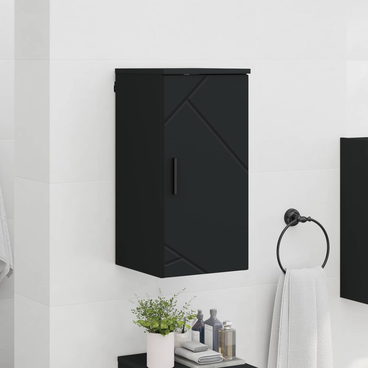 vidaXL Ντουλάπι Μπάνιου Μαύρο 30 x 31,5 x 61 εκ