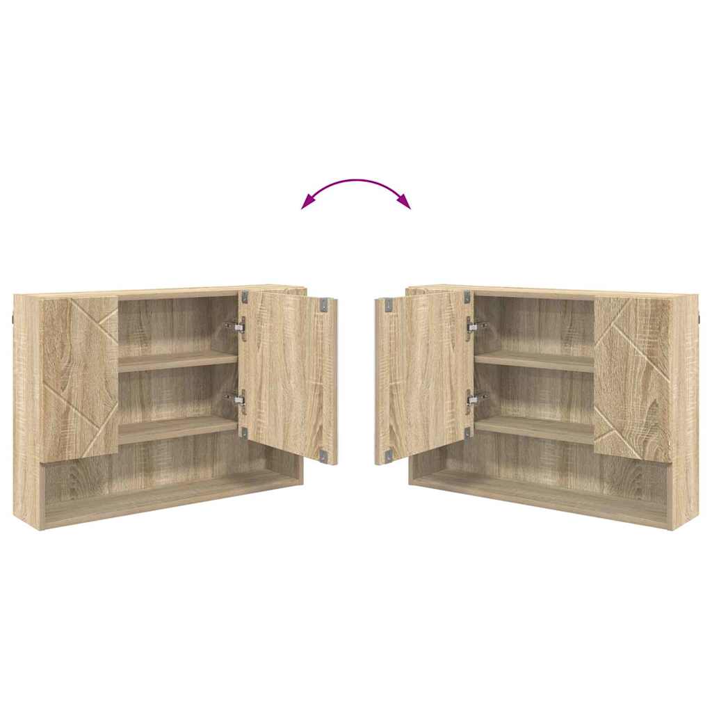 vidaXL Καθρέφτης Ντουλάπα Μπάνιου Sonoma Δρυς 80 x 17 x 55 εκ.