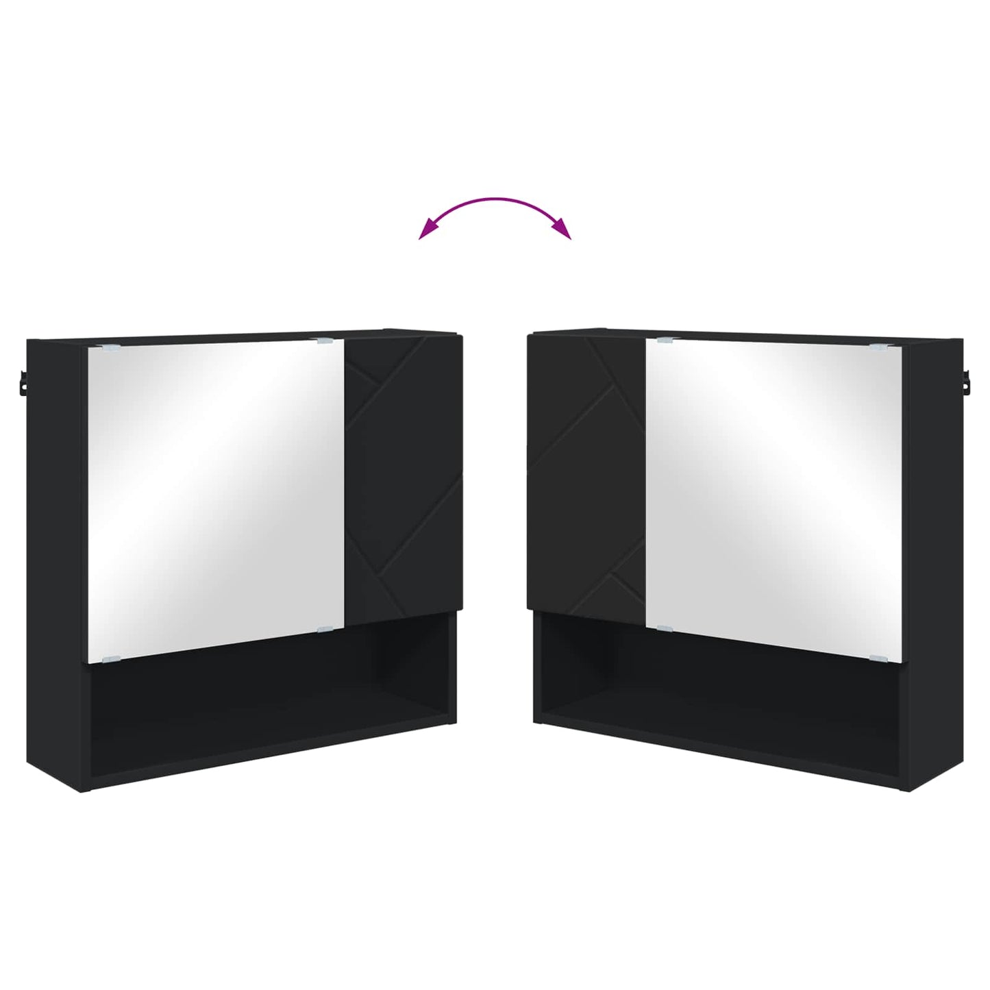 vidaXL Ντουλάπα Καθρέφτη Μαύρο 59 x 17 x 55 cm Επεξεργασμένο Ξύλο