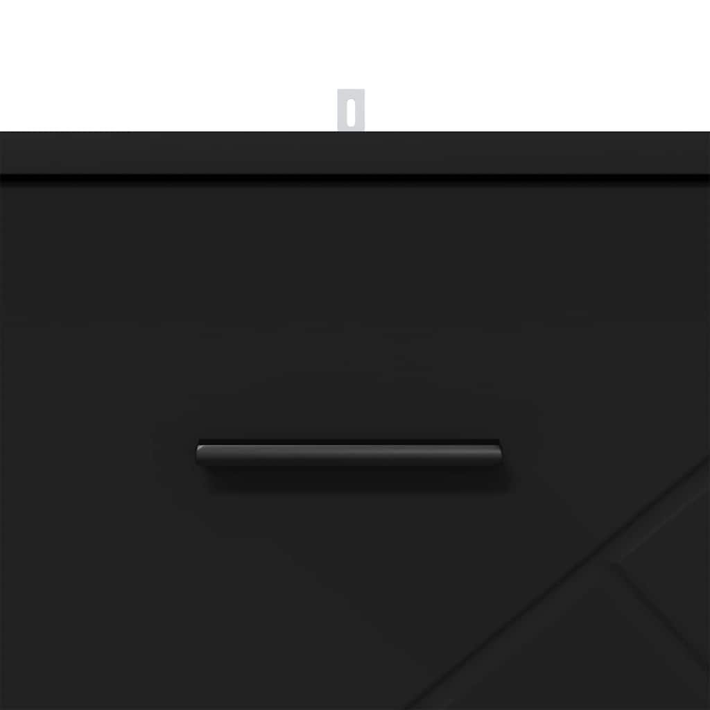 vidaXL Κομοδίνο με συρτάρι Μαύρο 38 x 38 x 66 εκ Επεξεργασμένο ξύλο