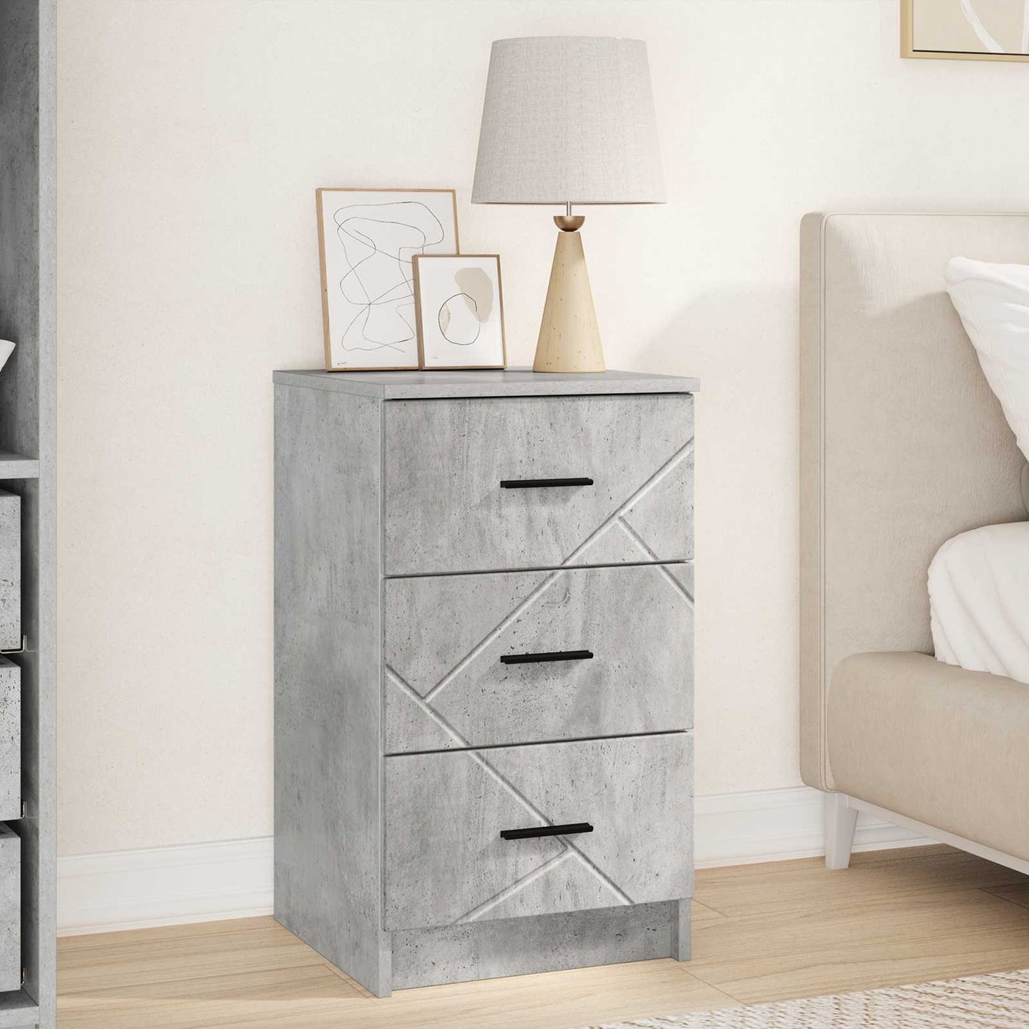 vidaXL Κομοδίνο Γκρι σκυροδέματος 38 x 38 x 66 εκ Επεξεργασμένο ξύλο