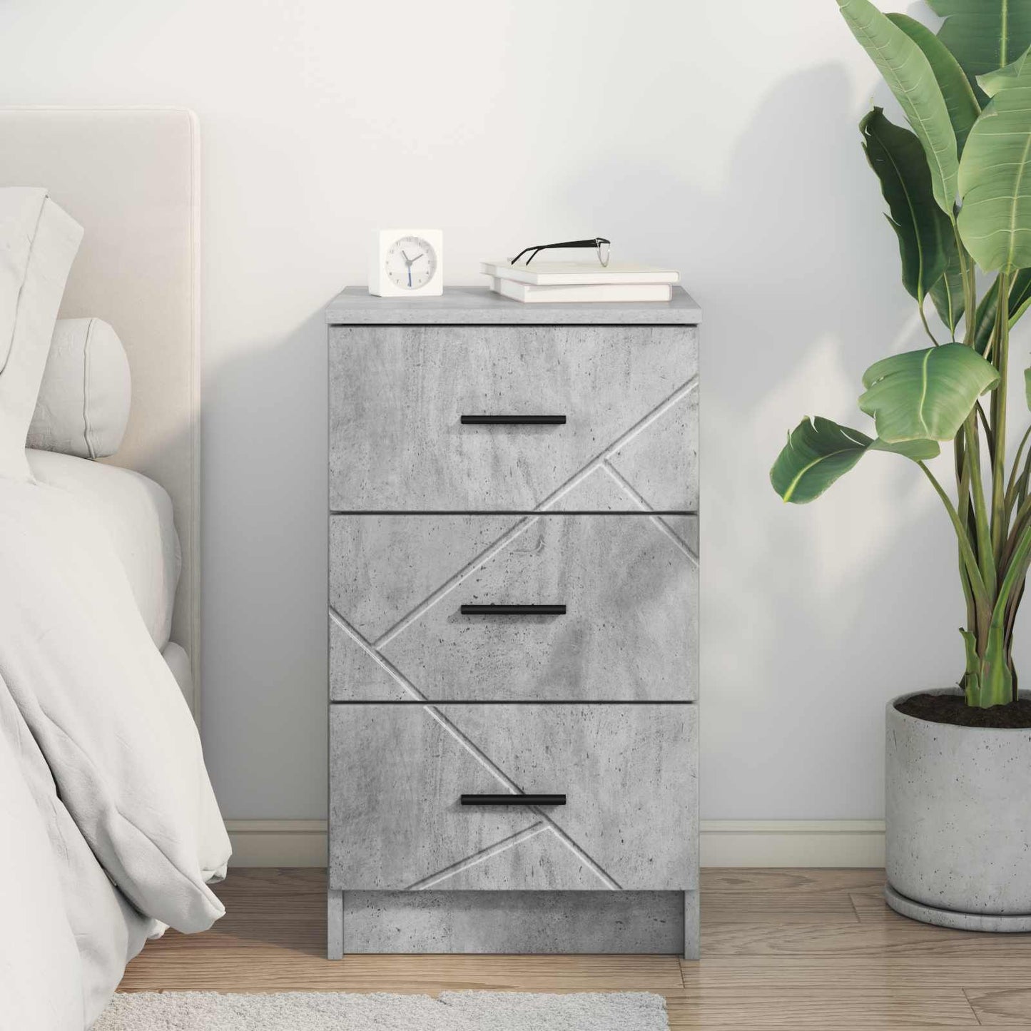 vidaXL Κομοδίνο Γκρι σκυροδέματος 38 x 38 x 66 εκ Επεξεργασμένο ξύλο