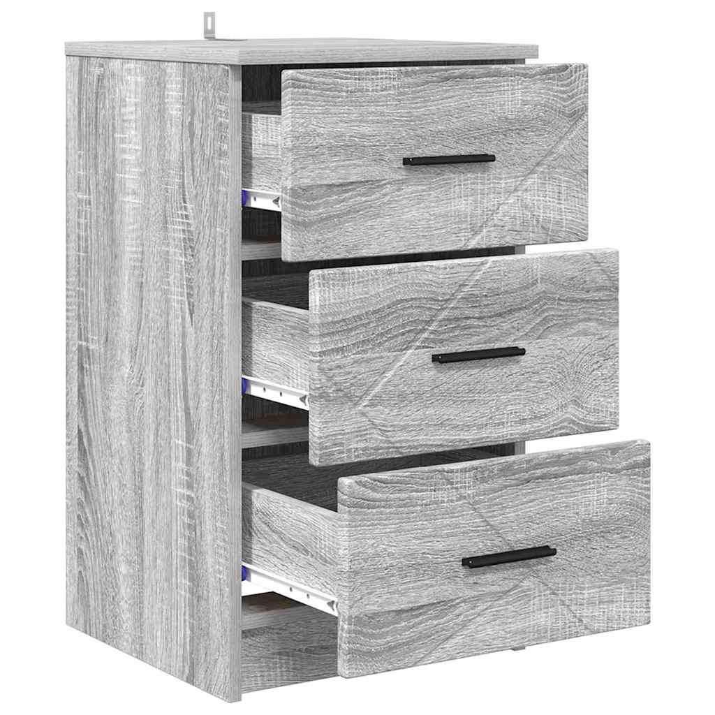 vidaXL Κομοδίνο Γκρι sonoma 38 x 38 x 66 εκ Επεξεργασμένο ξύλο