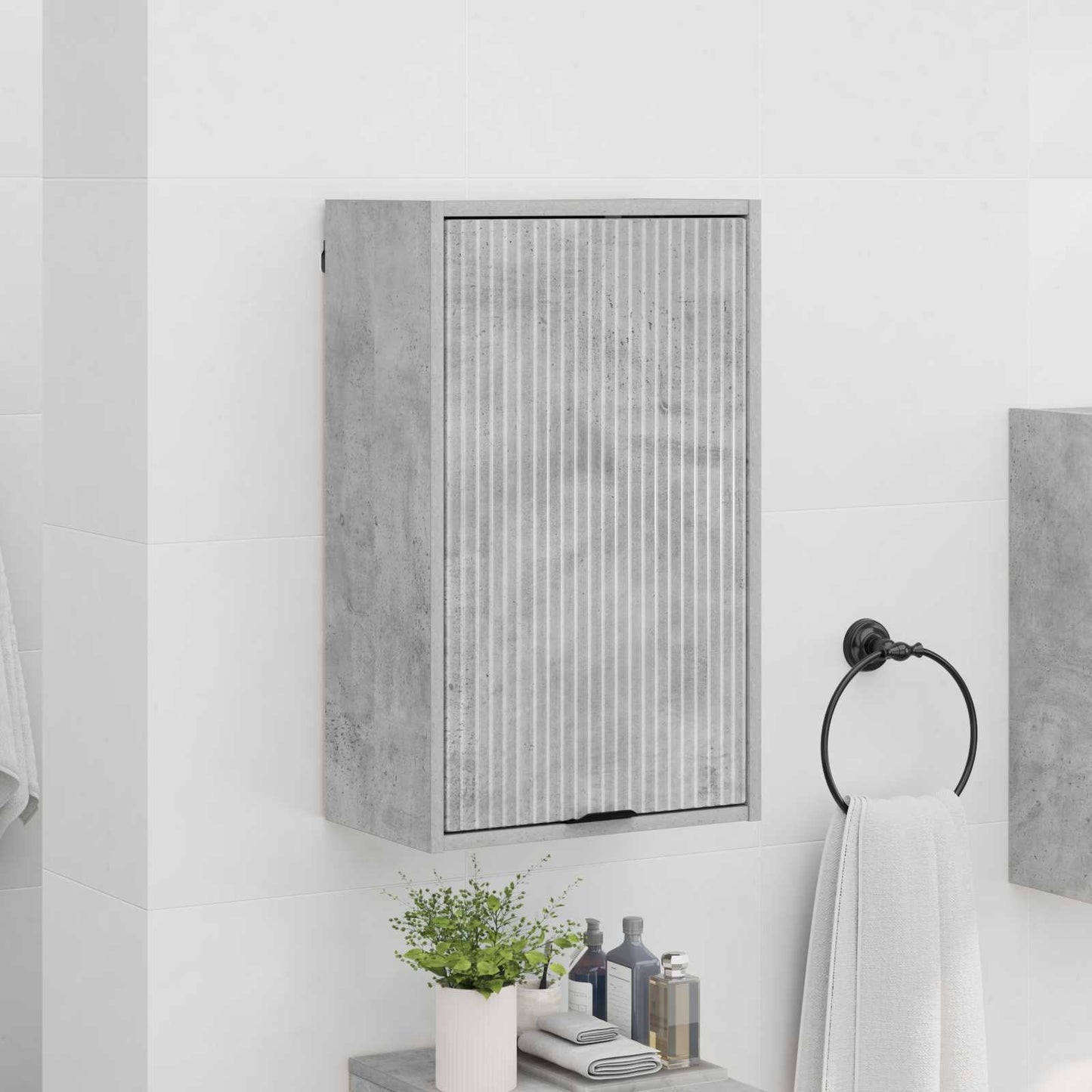 vidaXL Ντουλάπι Μπάνιου Σκυρόδεμα Γκρι 39 x 23,5 x 65 εκ.