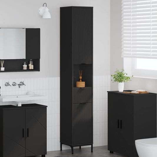 vidaXL Ντουλάπι Μπάνιου Μαύρο 31,5 x 33 x 190 εκ.