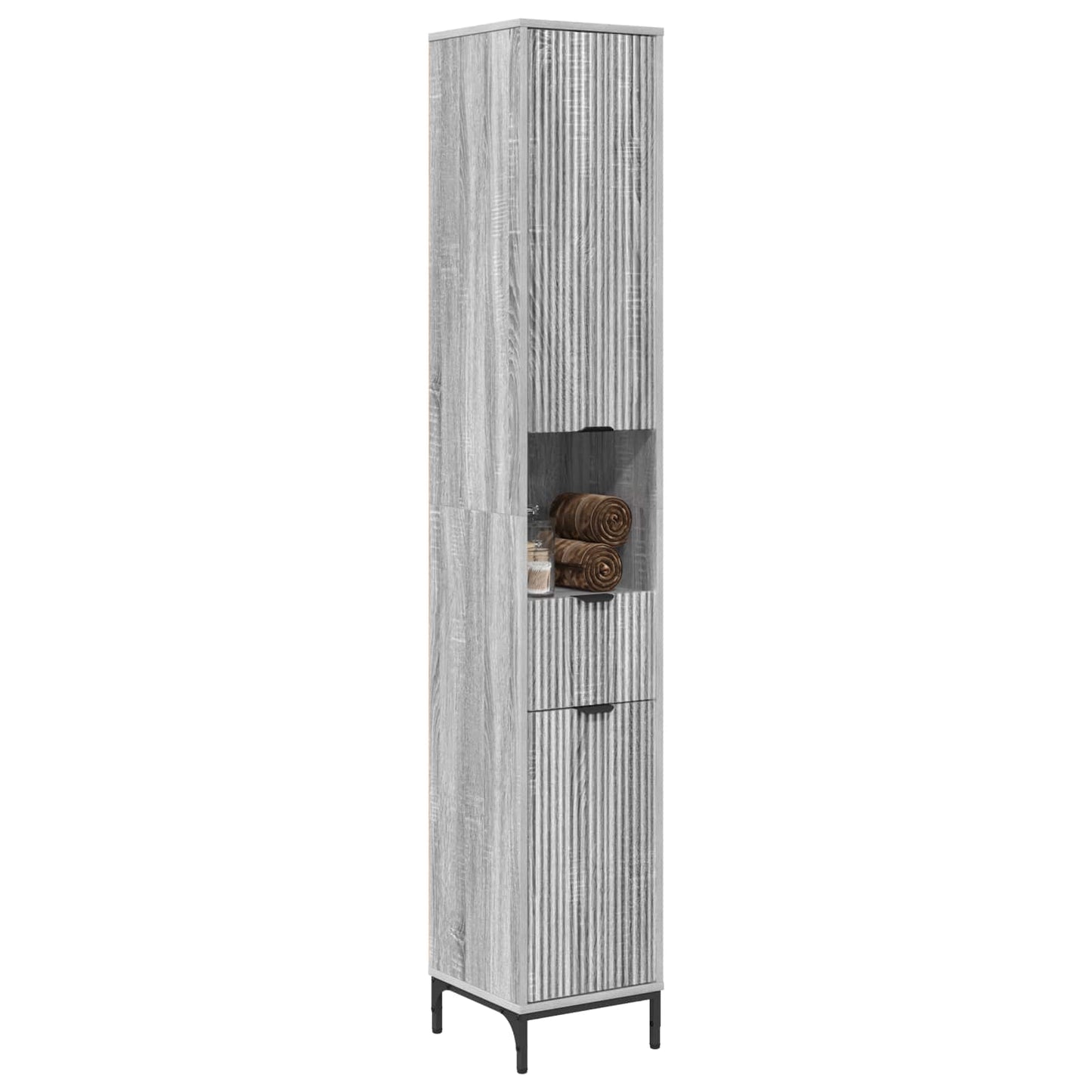 vidaXL Ντουλάπι Μπάνιου Γκρίζο Σονομα 31,5 x 33 x 190 εκ.
