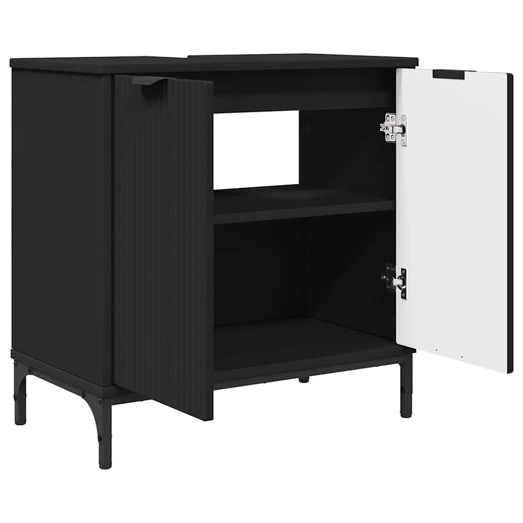 vidaXL Ντουλάπα Νιπτήρα Mπάνιου Μαύρο 60,5 x 33,5 x 61 εκ