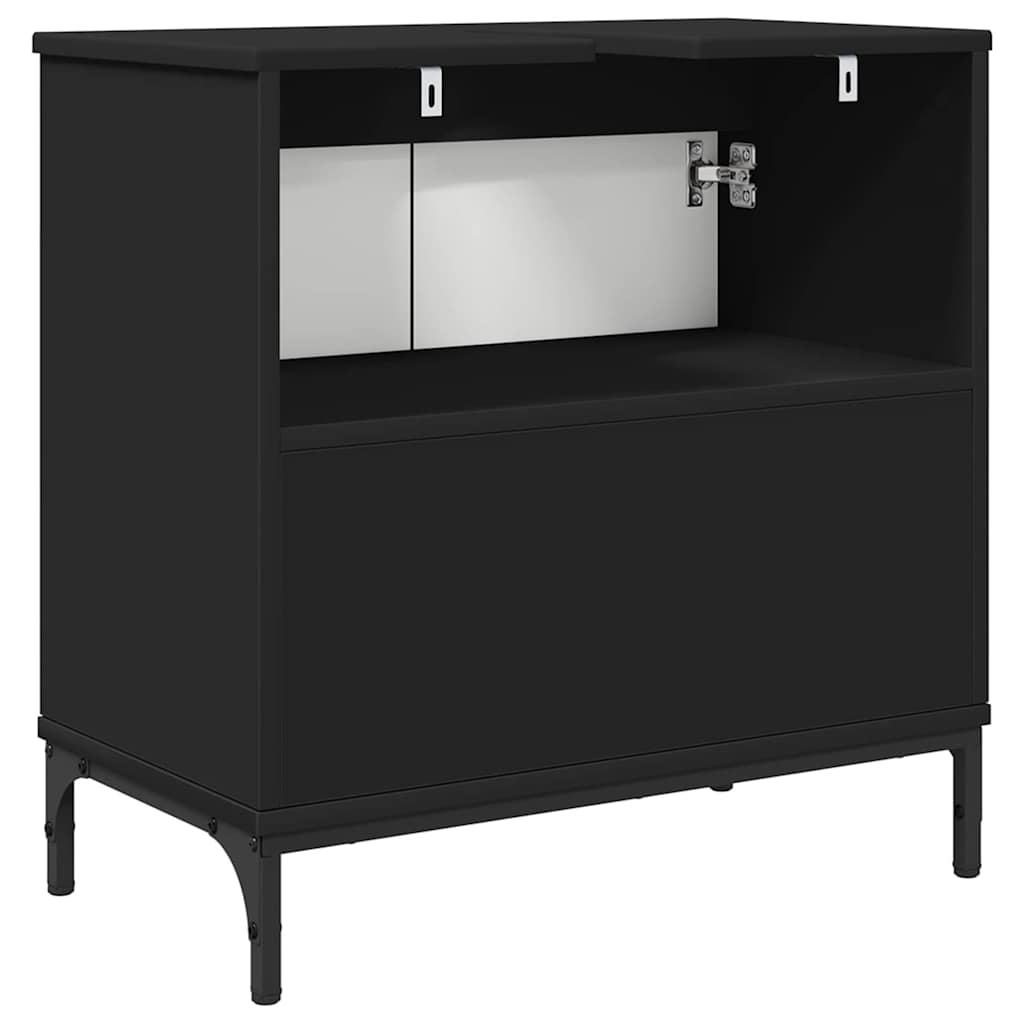 vidaXL Ντουλάπα Νιπτήρα Mπάνιου Μαύρο 60,5 x 33,5 x 61 εκ