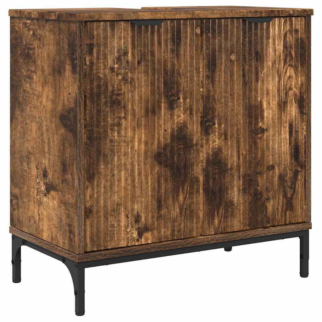 vidaXL Ντουλάπα Νιπτήρα Mπάνιου Καπνιστή δρυς 60.5 x 33.5 x 61 εκ