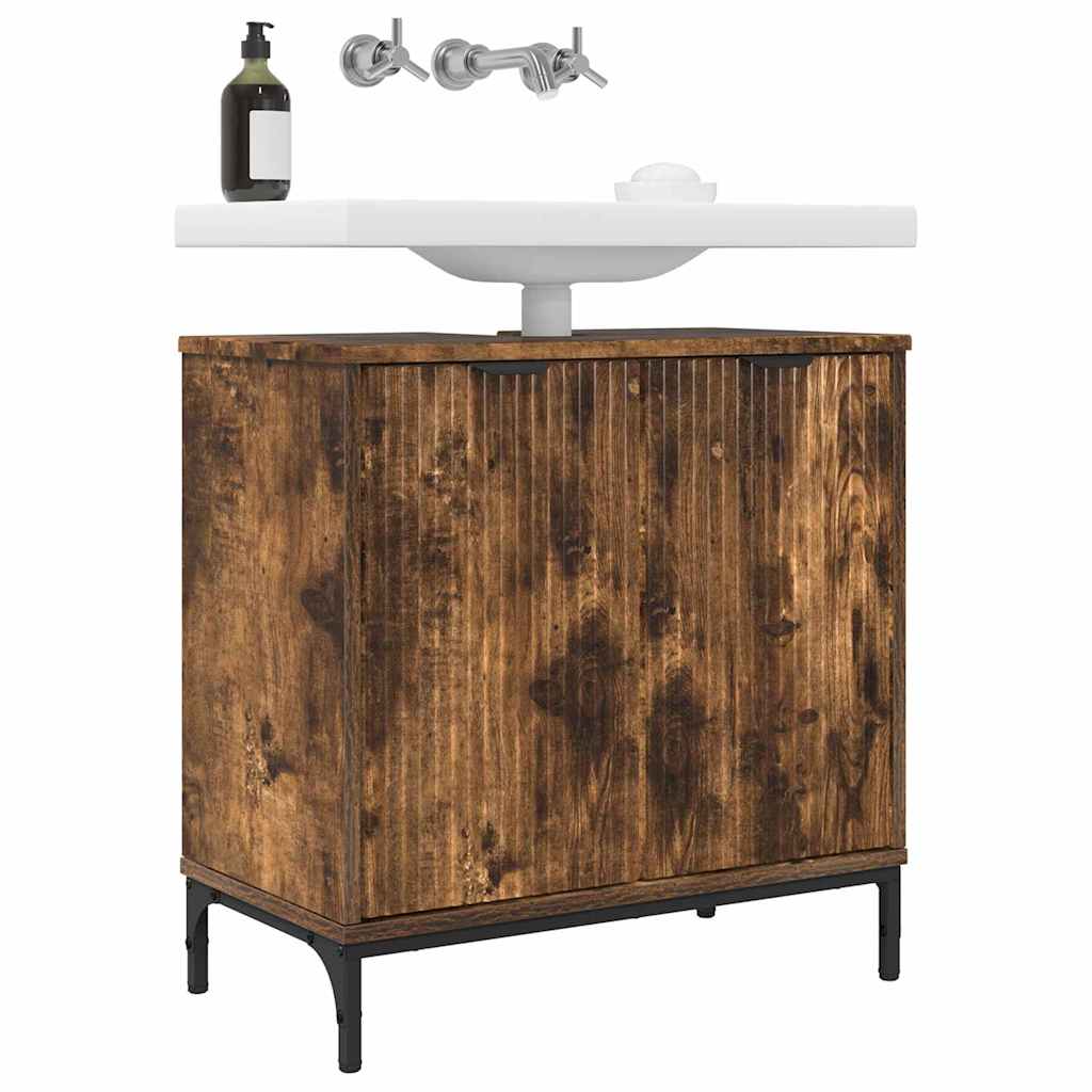 vidaXL Ντουλάπα Νιπτήρα Mπάνιου Καπνιστή δρυς 60.5 x 33.5 x 61 εκ