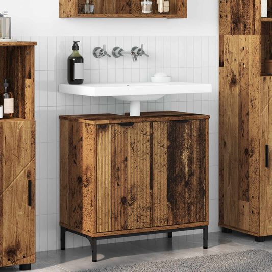 vidaXL Ντουλάπα Νιπτήρα Mπάνιου Παλαιό ξύλο 60.5 x 33.5 x 61 εκ