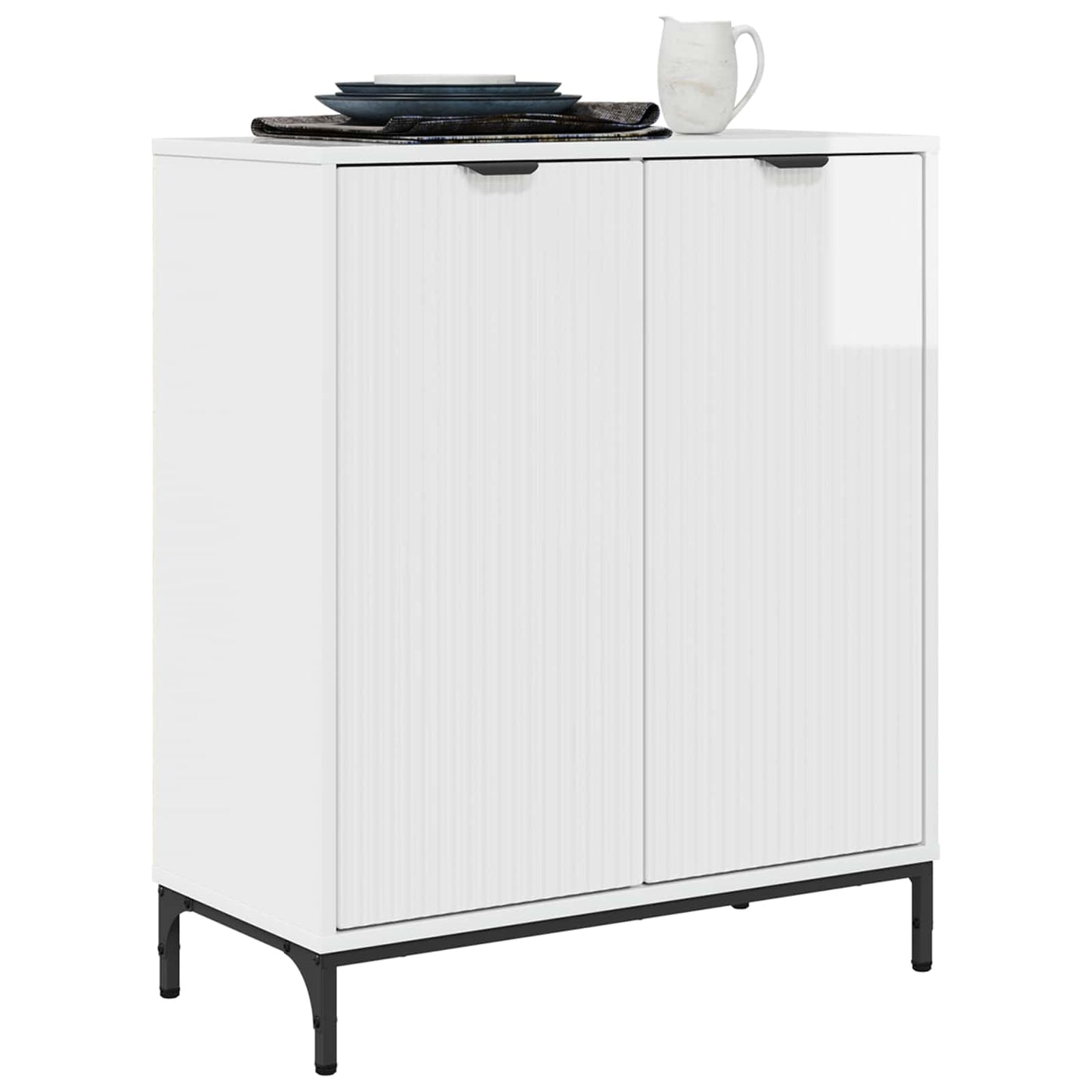 vidaXL Πλαϊνό γραφείο Υψηλής γυαλάδας λευκό 69,5 x 33 x 82 εκ.