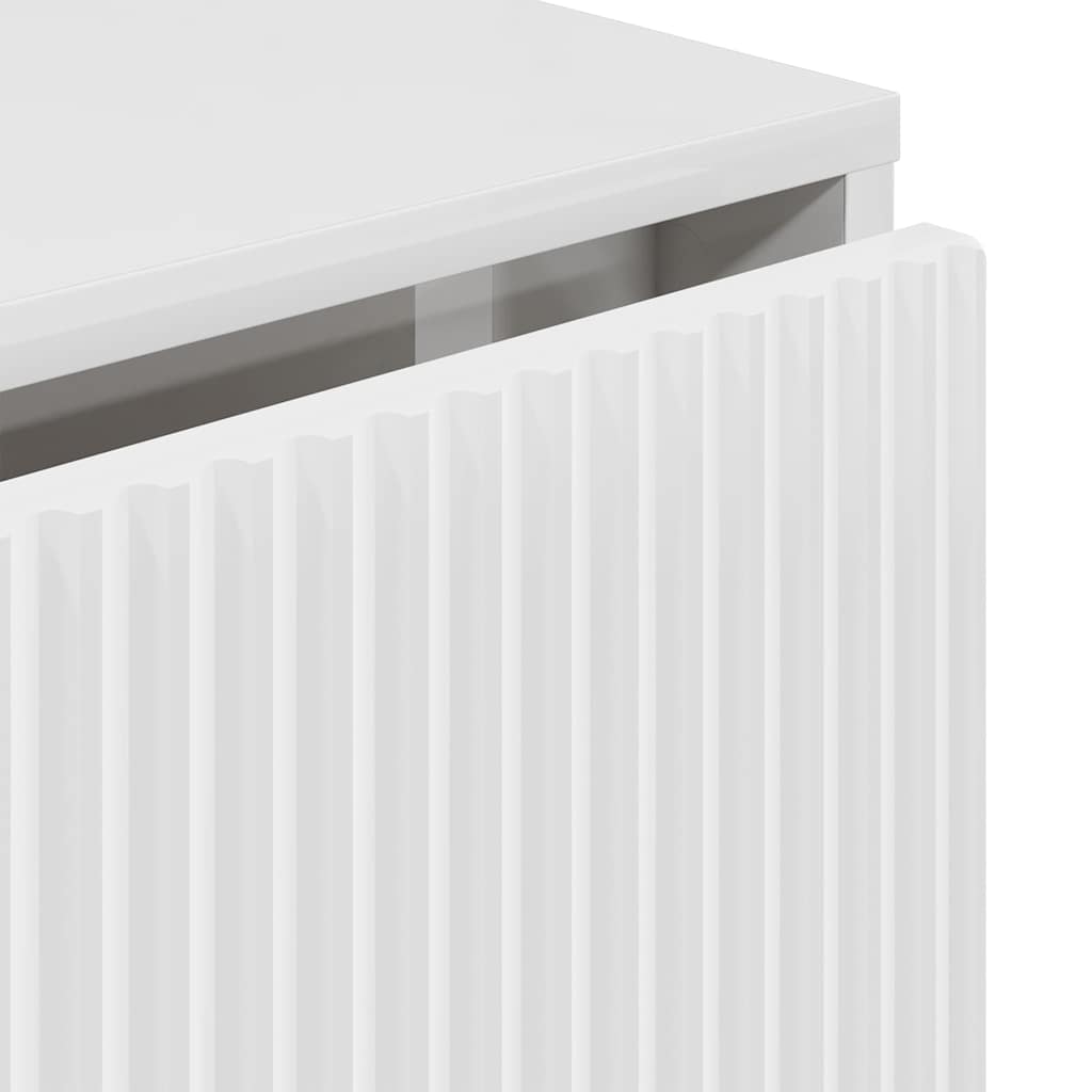 vidaXL Πλαϊνό γραφείο με συρτάρι Γυαλιστερό λευκό 79.5 x 33 x 82 εκ