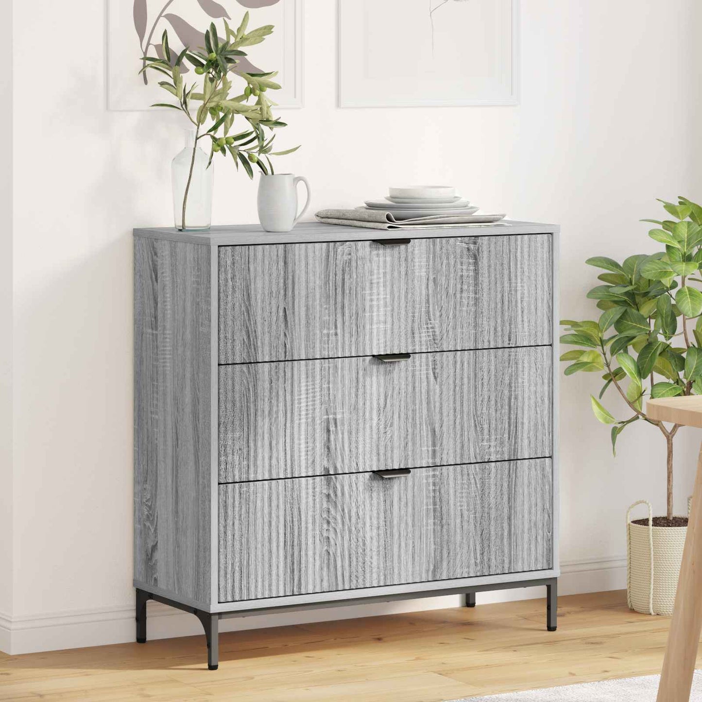 vidaXL Πλαϊνό γραφείο Γκρι sonoma 79.5 x 33 x 82 εκ Επεξεργασμένο ξύλο