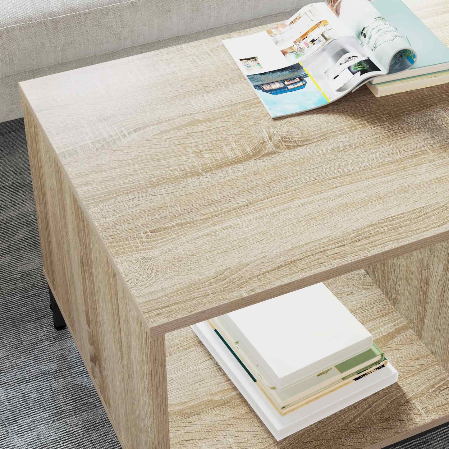 vidaXL Τραπεζάκι σαλονιού με συρτάρι Δρύς Sonoma 90 x 49 x 46 εκ.