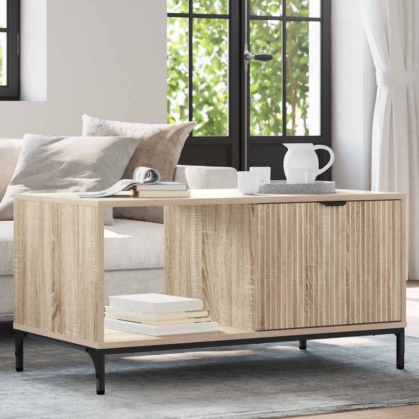 vidaXL Τραπεζάκι σαλονιού με συρτάρι Δρύς Sonoma 90 x 49 x 46 εκ.