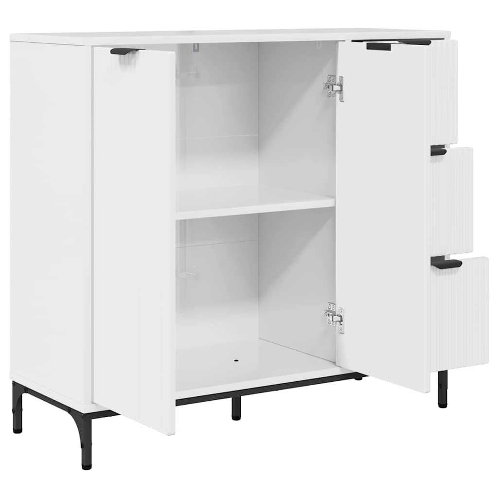 vidaXL Πλαϊνό γραφείο με συρτάρι Γυαλιστερό λευκό 89.5 x 33 x 82 εκ.