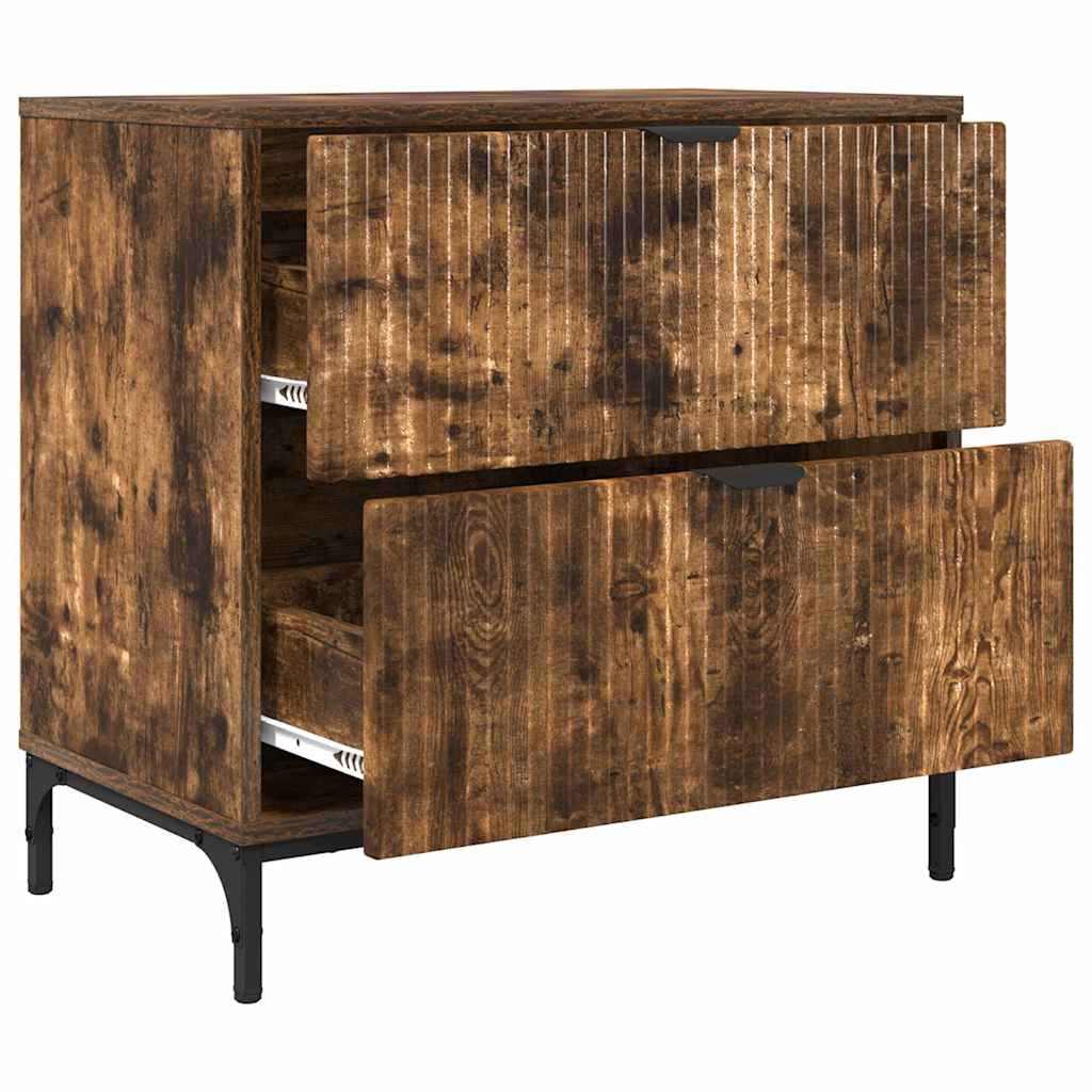 vidaXL Κομοδίνο Καπνιστή δρυς 63.5 x 36 x 61 εκ Επεξεργασμένο ξύλο