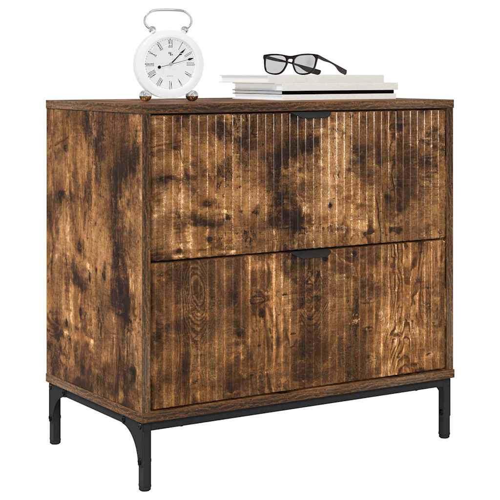 vidaXL Κομοδίνο Καπνιστή δρυς 63.5 x 36 x 61 εκ Επεξεργασμένο ξύλο