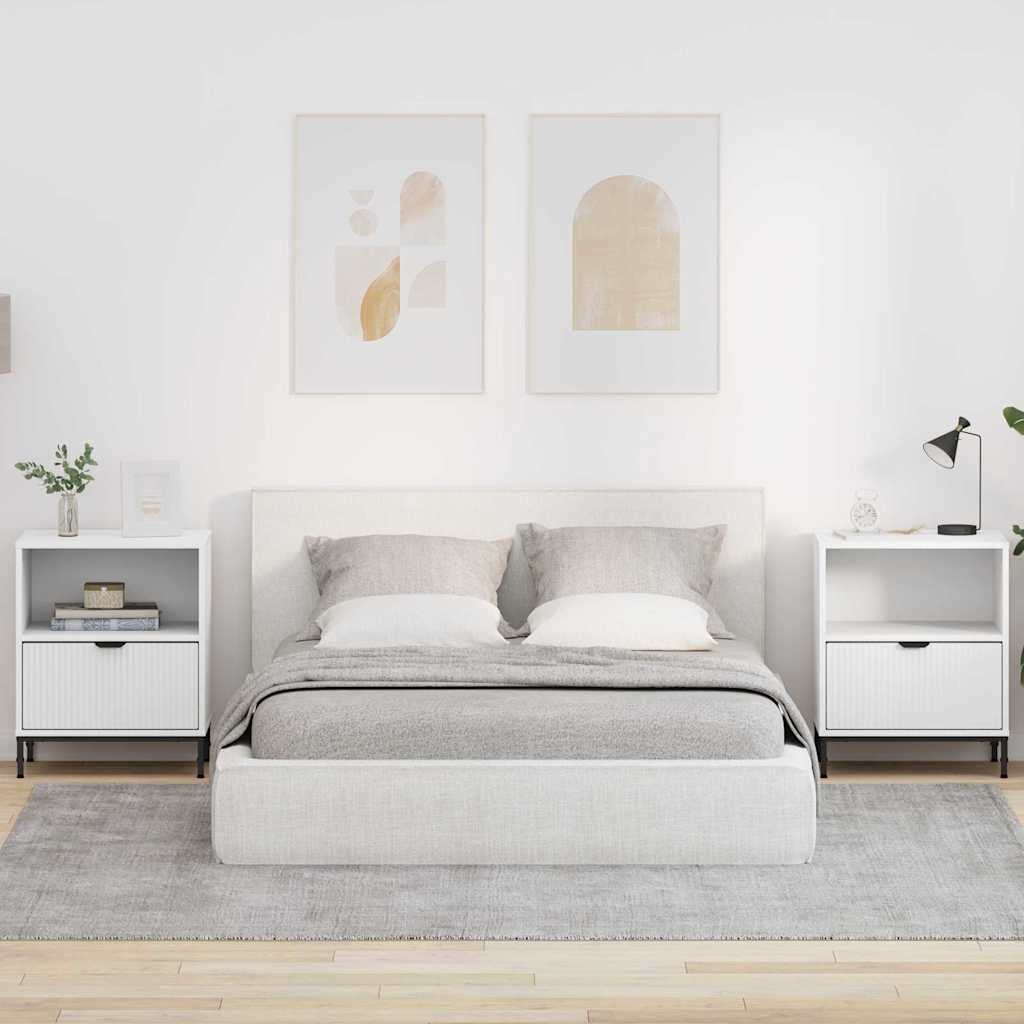 vidaXL Κομοδίνα 2 pcs Λευκό 49 x 36 x 61 εκ Επεξεργασμένο ξύλο