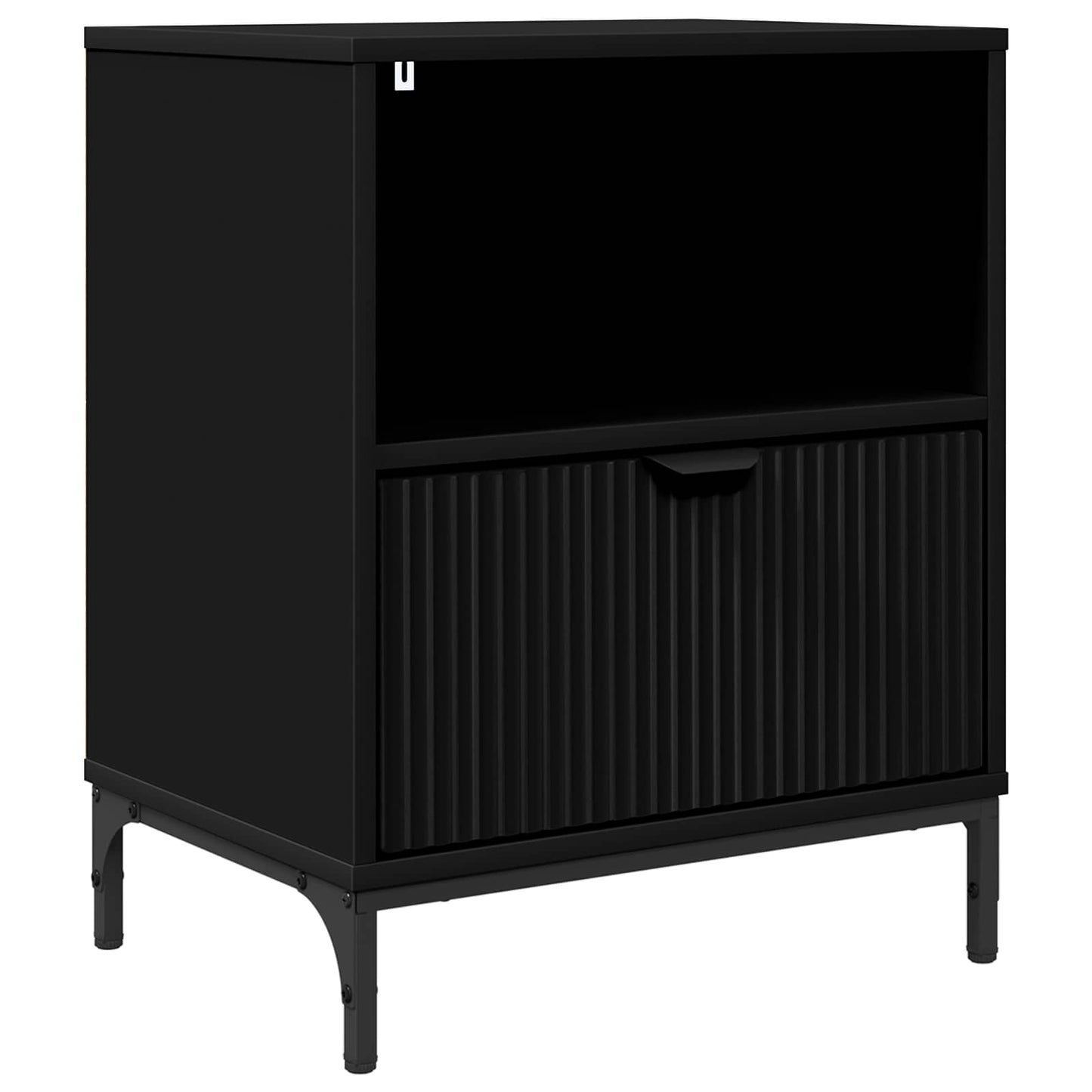 vidaXL Κομοδίνο με συρτάρι Μαύρο 49 x 36 x 61 εκ Επεξεργασμένο ξύλο