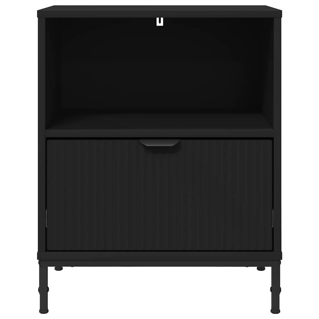 vidaXL Κομοδίνο με συρτάρι Μαύρο 49 x 36 x 61 εκ Επεξεργασμένο ξύλο