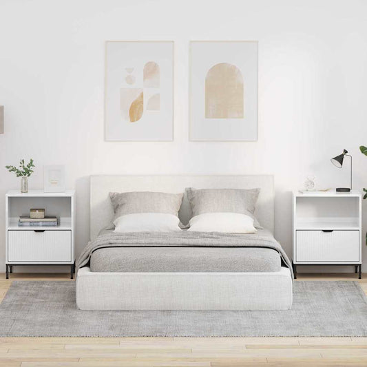 vidaXL Κομοδίνα με συρτάρι 2 pcs Γυαλιστερό λευκό 49 x 36 x 61 εκ