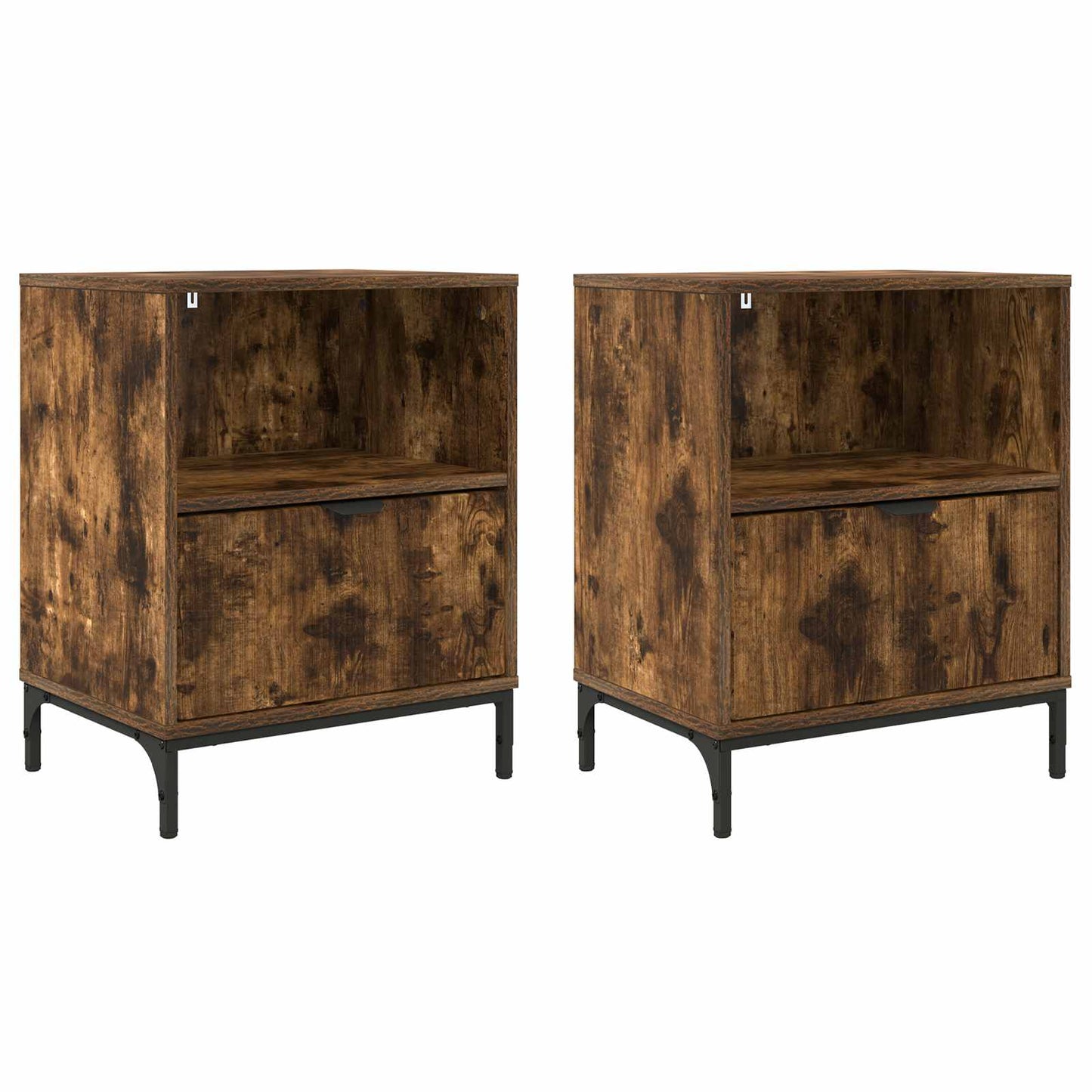 vidaXL Κομοδίνα 2 pcs Καπνιστή δρυς 49 x 36 x 61 εκ Επεξεργασμένο ξύλο