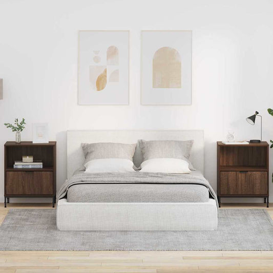 vidaXL Κομοδίνα 2 pcs Καφέ δρυς 49 x 36 x 61 εκ Επεξεργασμένο ξύλο