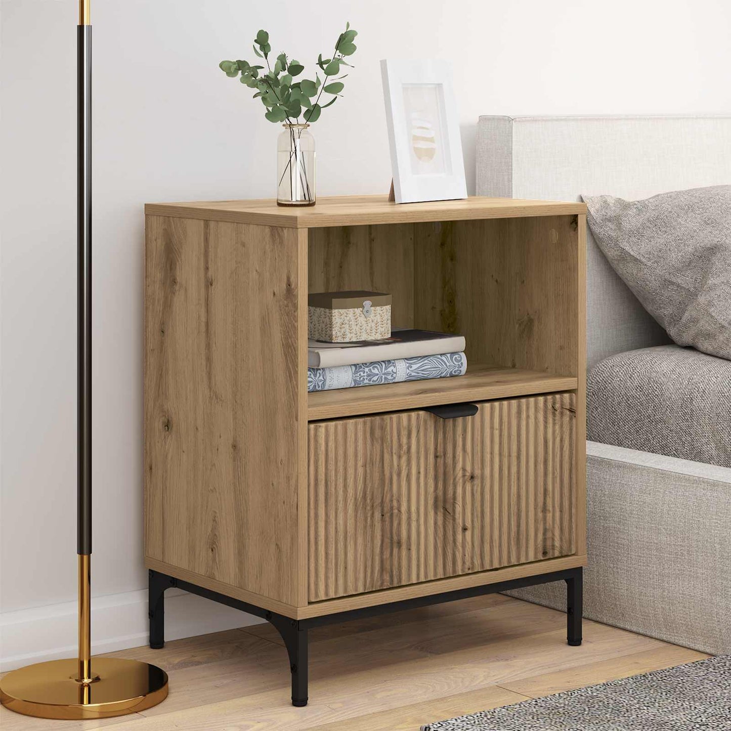 vidaXL Κομοδίνα 2 pcs artisan δρυς 49 x 36 x 61 εκ Επεξεργασμένο ξύλο