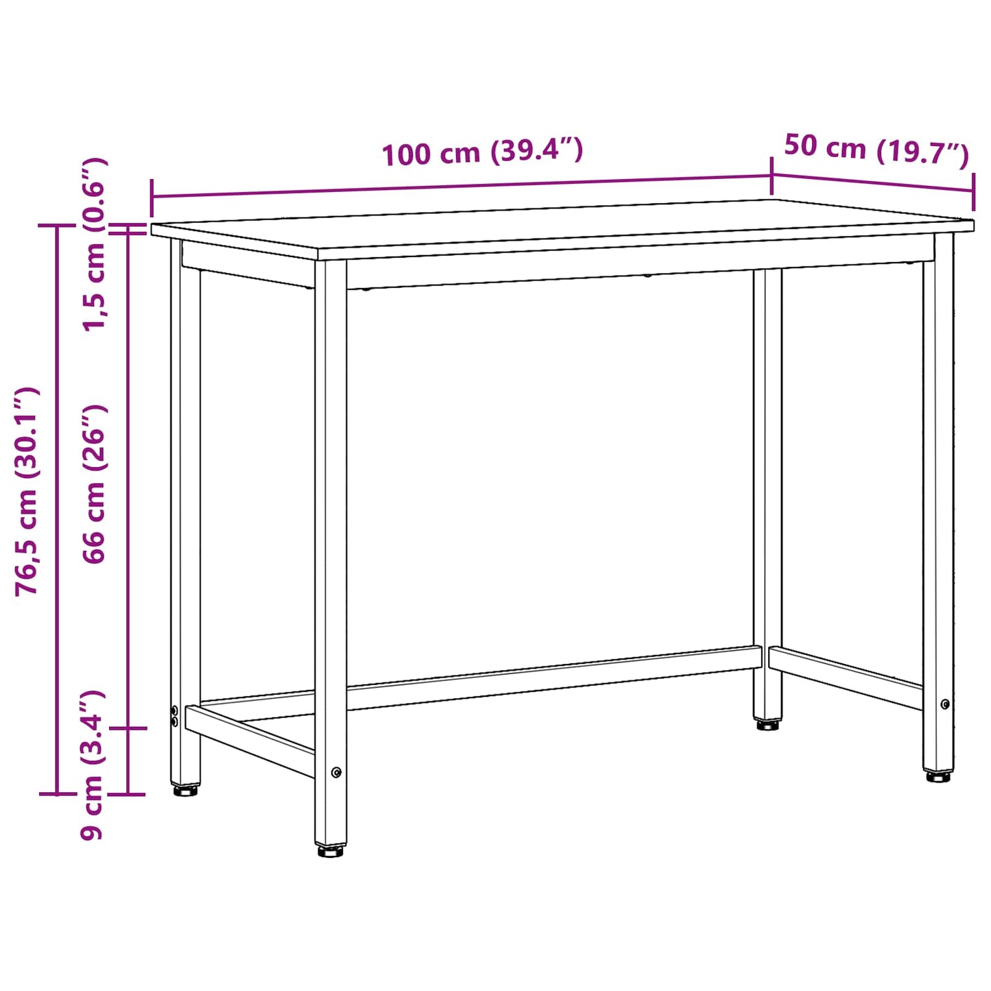 vidaXL τραπέζι Δρύς Sonoma 100 x 50 x 76,5 εκ.