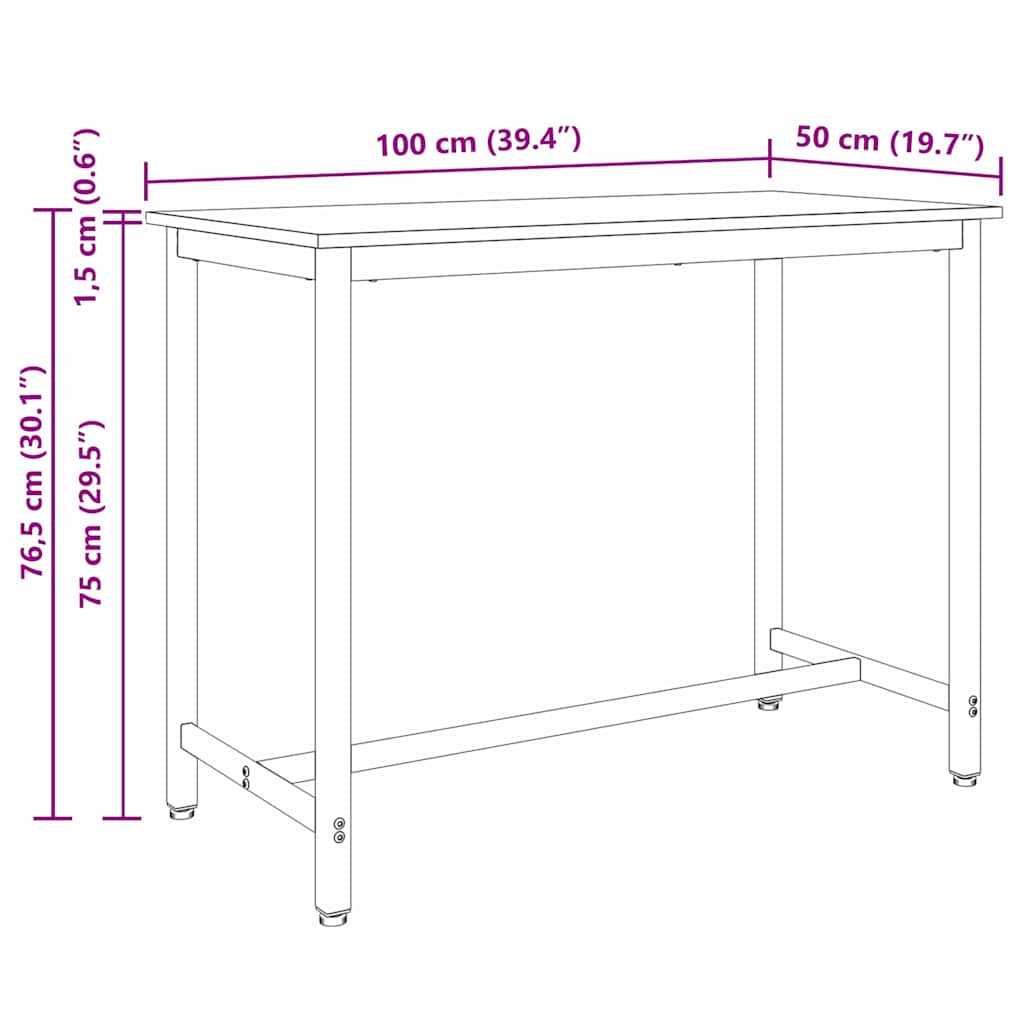 vidaXL τραπέζι Μαύρη Οξυά 100 x 50 x 76,5 εκ.