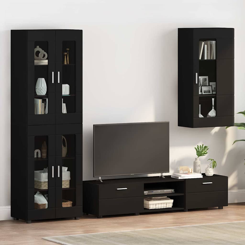 vidaXL Ντουλάπα τοίχου Μαύρο 55 x 29 x 100 εκ Επεξεργασμένο ξύλο
